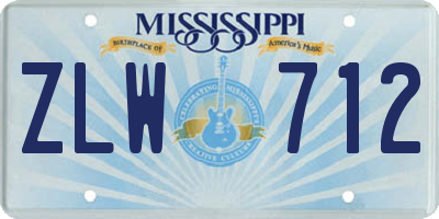 MS license plate ZLW712