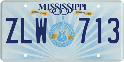 MS license plate ZLW713
