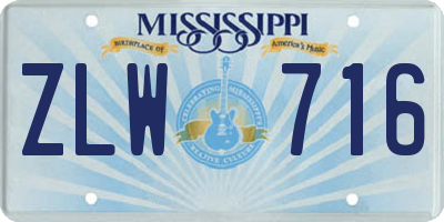 MS license plate ZLW716