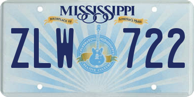 MS license plate ZLW722