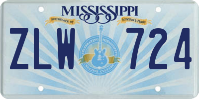 MS license plate ZLW724