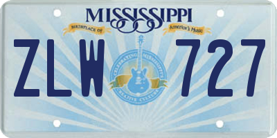 MS license plate ZLW727