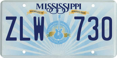 MS license plate ZLW730