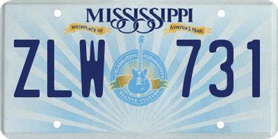 MS license plate ZLW731