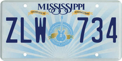 MS license plate ZLW734