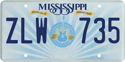 MS license plate ZLW735