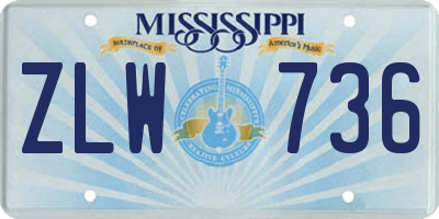 MS license plate ZLW736