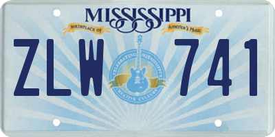 MS license plate ZLW741