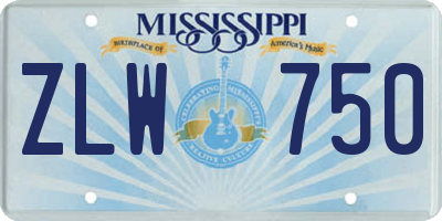 MS license plate ZLW750
