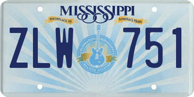 MS license plate ZLW751