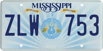 MS license plate ZLW753