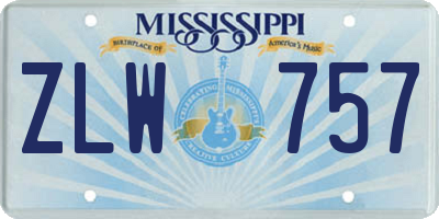 MS license plate ZLW757