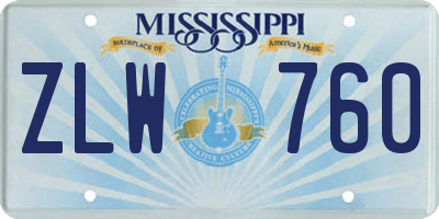 MS license plate ZLW760