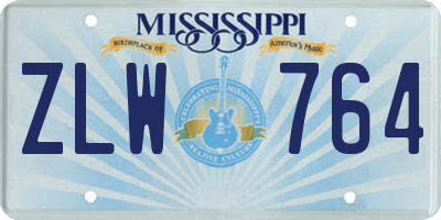 MS license plate ZLW764