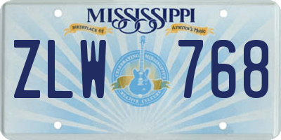 MS license plate ZLW768