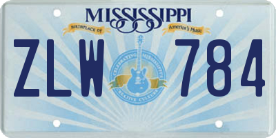 MS license plate ZLW784
