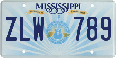 MS license plate ZLW789