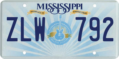 MS license plate ZLW792