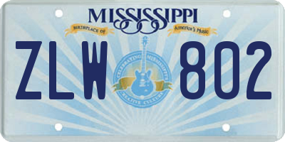 MS license plate ZLW802