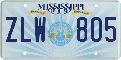 MS license plate ZLW805