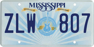 MS license plate ZLW807