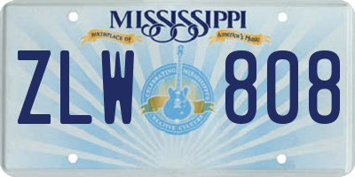 MS license plate ZLW808