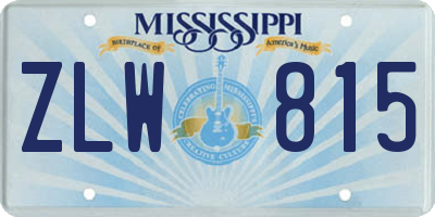 MS license plate ZLW815