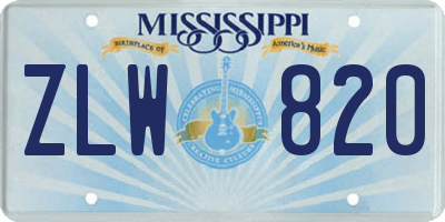 MS license plate ZLW820