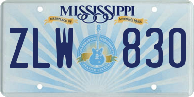MS license plate ZLW830