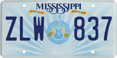 MS license plate ZLW837