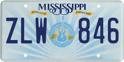 MS license plate ZLW846