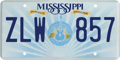 MS license plate ZLW857