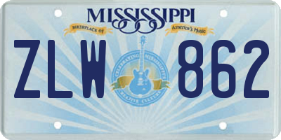 MS license plate ZLW862