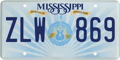 MS license plate ZLW869