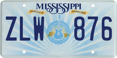 MS license plate ZLW876