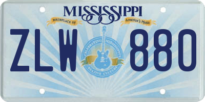 MS license plate ZLW880