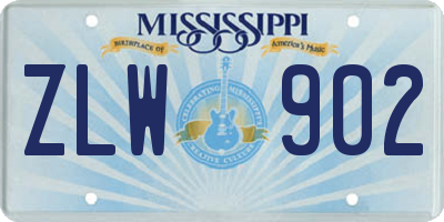 MS license plate ZLW902