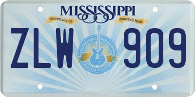 MS license plate ZLW909