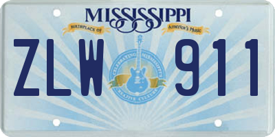 MS license plate ZLW911