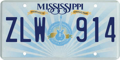 MS license plate ZLW914