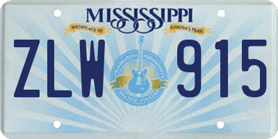 MS license plate ZLW915
