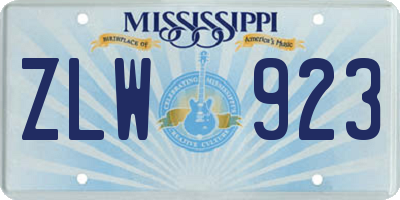 MS license plate ZLW923