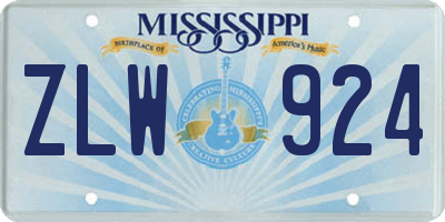 MS license plate ZLW924