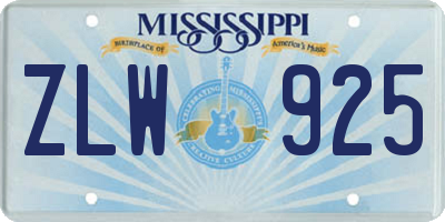 MS license plate ZLW925