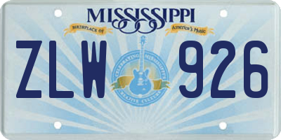 MS license plate ZLW926