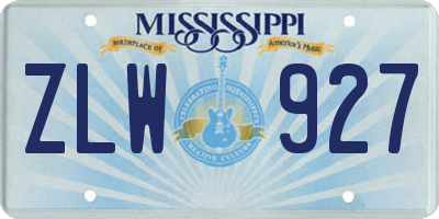 MS license plate ZLW927