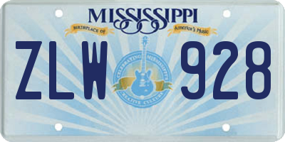 MS license plate ZLW928