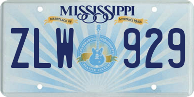 MS license plate ZLW929