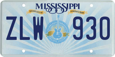 MS license plate ZLW930