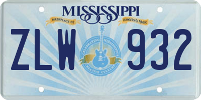 MS license plate ZLW932